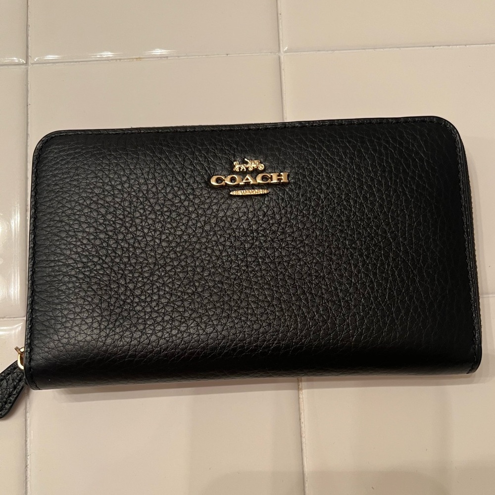 Coach Black Pebbled Leather Clutch